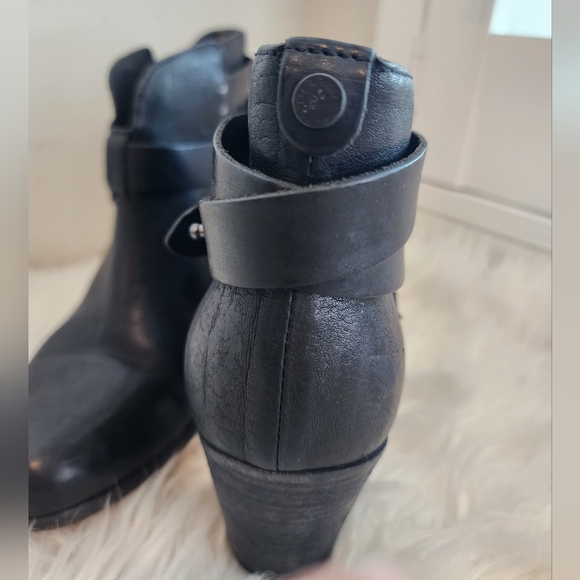 RAG & BONE HARROW LEATHER HEEL BOOTIES ROUND TOE BLACK SZ 39/8.5 - Picture 6 of 14